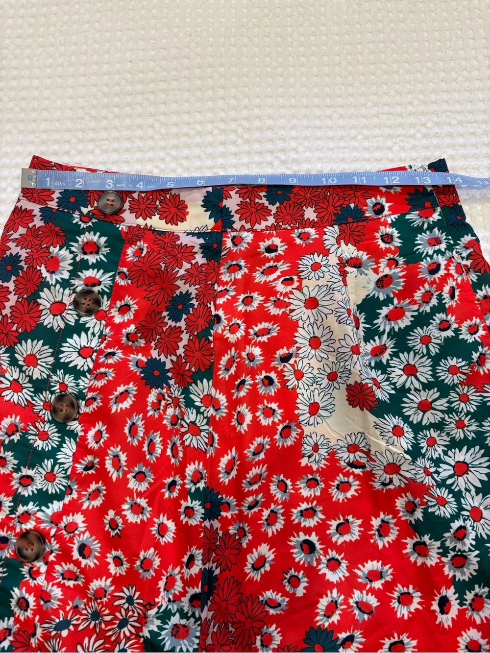 Floerns Women’s Red Floral Midi Skirt with Side Slit